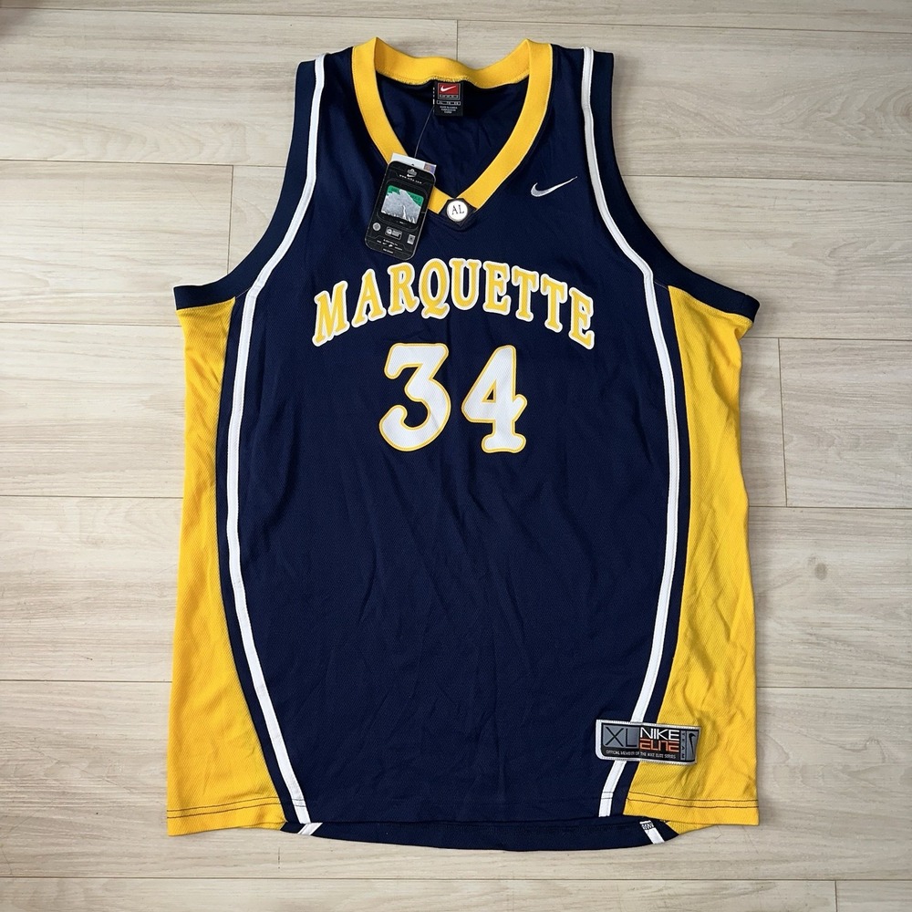 New Nike Marquette Jersey Mens Medium Blue Elite NCAA College Authentic Team Tag